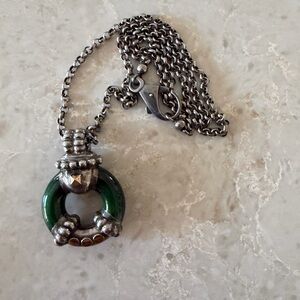 Soho Green and Silver Circle Pendant Necklace